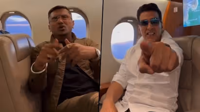 Kudi Chamkeeli: Akshay Kumar, Honey Singh enjoy singing Selfiee's latest song; perform three-chairs challenge 