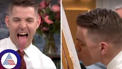 ಅಬ್ಬಬ್ಬಾ..ಎಷ್ಟುದ್ದದ ನಾಲಿಗೆ, ಬ್ರಷ್ನಂತೆ ಬಳಸ್ಕೊಂಡು ಪೇಂಟಿಂಗ್ ಮಾಡ್ತಾನೆ!