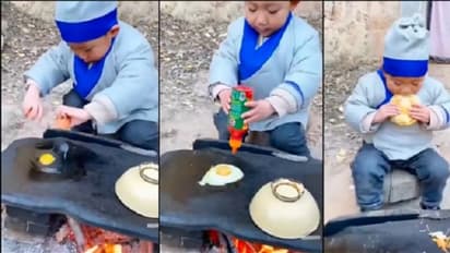 ಸ್ವಾಭಿಮಾನಿ ಪುಟಾಣಿ... ತಾನೇ ಬಿಸಿಬಿಸಿ ಸ್ಯಾಂಡ್ವಿಚ್ ತಯಾರಿಸಿ ಹೊಟ್ಟೆ ತುಂಬಿಸ್ಕೊಂಡ