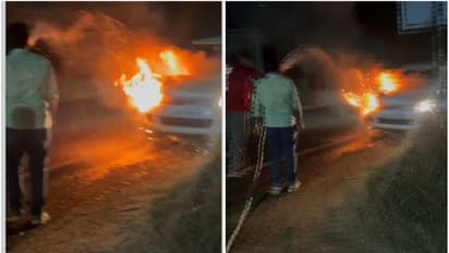 തൃശൂരിൽ ഓടിക്കൊണ്ടിരുന്ന കാറിന് തീപിടിച്ചു, യാത്രക്കാർ ഇറങ്ങിയോടി, വൻ അപകടം ഒഴിവായി 