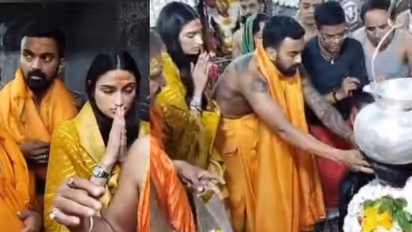 KL Rahul pays visit to Mahakaleshwar Temple with wife Athiya Shetty ahead of Indore Test vs Australia