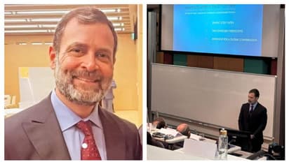 മുടിയും താടിയും വെട്ടിയൊതുക്കി, കോട്ടിട്ട് ടൈ കെട്ടി; കേംബ്രിഡ്ജ് സർവകലാശാലയിൽ പുത്തന് ലുക്കില് രാഹുൽഗാന്ധി