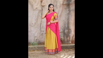 அழகூரில் பூத்தவளே... பாவாடை தாவணி அழகில் ரசிகர்கள் மனதை அலைபாய வைத்த கன்னக்குழி நடிகை சிருஷ்டி டாங்கே..!