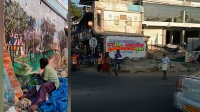 ഒരാഴ്ചയെടുത്ത് വരച്ച ചിത്രം സിപിഎം മായ്ച്ചു; വയോധികന്റെ വരുമാനം നിലച്ചു, കാണാനെത്തിയവർക്കും നിരാശ