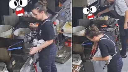 പാചകത്തിനിടെ ഫോണ്‍ ഫ്രയറിനകത്ത് വീണു; ഹോട്ടല്‍ ജീവനക്കാരിയുടെ വീഡിയോ വൈറല്‍