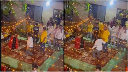 திருமண விழாவில் நடனமாடிய பெண் மீது பணத்தை வீசி எறியும் காங்கிரஸ் தொண்டர்