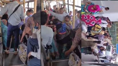 ಸೀಟಿಗಾಗಿ ಬಸ್‌ನಲ್ಲಿ ಮಹಿಳೆಯರ ರಸ್ಲಿಂಗ್‌: ಜುಟ್ಟು ಜುಟ್ಟು ಹಿಡಿದು ಹೊಡೆದಾಟ