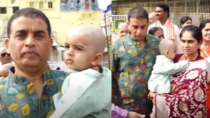 శ్రీవారి సేవలో దిల్ రాజు ఫ్యామిలీ.. స్టార్ ప్రొడ్యూసర్ వారసుడు భలే క్యూట్ గా ఉన్నాడే..