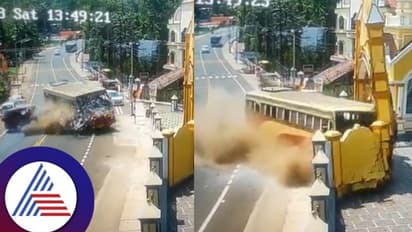 ಕಾರಿಗೆ ಡಿಕ್ಕಿ ಹೊಡೆದು ಕಾಂಪೌಂಡ್‌ಗೆ ಗುದ್ದಿದ್ದ ಕೇರಳ ಸಾರಿಗೆ ಬಸ್: ಭಯಾನಕ ದೃಶ್ಯ ಕ್ಯಾಮರಾದಲ್ಲಿ ಸೆರೆ