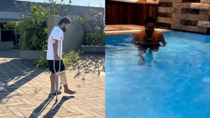 ಸ್ವಿಮ್ಮಿಂಗ್ ಪೂಲ್ನಲ್ಲಿ ನಡೆದಾಡಲಾರಂಭಿಸಿದ ರಿಷಭ್ ಪಂತ್..! ಗುಡ್ ನ್ಯೂಸ್ ಕೊಟ್ಟ ಟೀಂ ಇಂಡಿಯಾ ಕ್ರಿಕೆಟಿಗ