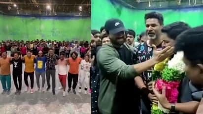 RC15 సెట్స్ లో గ్రాండ్ స్టైల్ లో ఆస్కార్ సెలెబ్రేషన్స్, రియల్ హీరోకి సన్మానం.. దుమ్ములేపిన ప్రభుదేవా