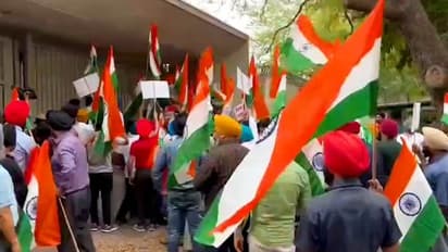 WATCH: Sikhs protest at British High Commission over pulling down of Indian flag by Khalistanis in London