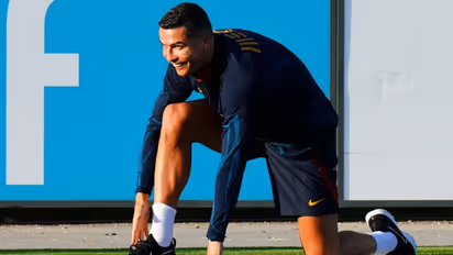 PHOTOS: Ronaldo pictured training ahead of Portugal's Euro 2024 qualifiers; looks delighted to be back