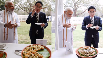 മോദിക്കൊപ്പം പാനിപൂരി കഴിക്കുന്ന ജപ്പാൻ പ്രധാനമന്ത്രി; വൈറലായി വീഡിയോ...