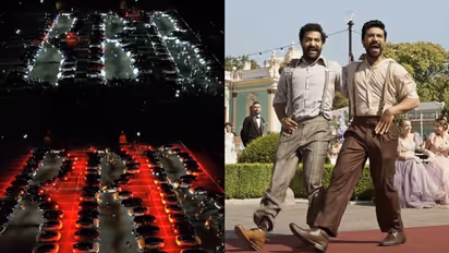 "ദുമ്മു ദുമ്മു തുടിപ്പെല്ലാം വെളിയ വിട്ട് ഉള്ള വിട്ട്.." നാട്ടു നാട്ടുവിനൊപ്പം ചുവടുവച്ച് 150 ടെസ്‍ല കാറുകള്‍!