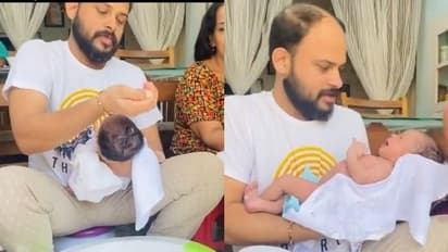 പാടാന് മാത്രമല്ല, ബേബി കെയറിംഗും അറിയാം, മകനെ കുളിപ്പിക്കുന്ന വിജയ് മാധവ്- വീഡിയോ