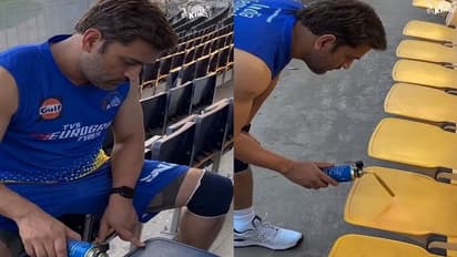 சேப்பாக்கம் மைதானத்தில் ரசிச்சு ரசிச்சு ரசிகர்கள் அமரும் இருக்கைகளுக்கு பெயிண்ட் அடிக்கும் தோனி!