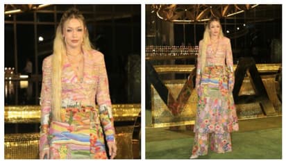 Gigi Hadid grabs limelight at NMACC grand opening; supermodel dons floral three-piece suit (Video)