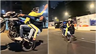 മുന്നിലും പിന്നിലും പെൺകുട്ടികളെയിരുത്തി ബൈക്കിൽ യുവാവിന്റെ 'ഷോ', പിന്നാലെ കേസുമായി പൊലീസ് -വീഡിയോ