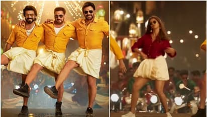 ರಾಮ್ ಚರಣ್-ವೆಂಕಟೇಶ್ ಜೊತೆ ಸಲ್ಮಾನ್ ಮಸ್ತ್ ಲುಂಗಿ ಡಾನ್ಸ್; ಪಂಚೆ ಕಟ್ಟಿ ಕುಣಿದ ಪೂಜಾ ಹೆಗ್ಡೆ