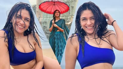 சீதா மகாலட்சுமியா இது... டூபீஸில் டூமச் கிளாமர் காட்டி ரசிகர்களை கவர்ச்சியால் கட்டிப்போட்ட மிருணாள் தாக்கூர்