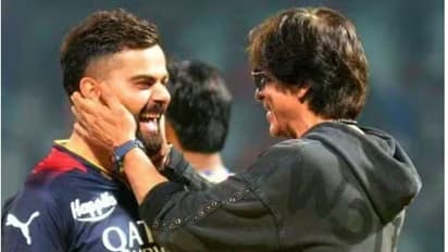 ഈഡനില്‍ തിളങ്ങി കിംഗ് ഖാൻ; ആദ്യം കെട്ടിപ്പിടിച്ചു, കോലിയെ 'ജൂമേ ജോ പത്താൻ' ചുവടുകള്‍ പഠിപ്പിച്ചു, വീഡിയോ വൈറൽ