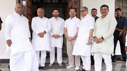 Nitish, Tejashwi meet Mallikarjun Kharge, Rahul Gandhi in Delhi amid talks over Opposition unity