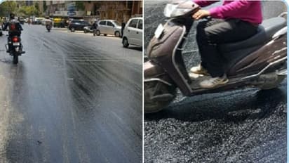 ఇవేం ఎండలు బాబోయ్.. భానుడి ప్రతాపానికి అహ్మదాబాద్ లో కరిగిన రోడ్డు.. అవస్థలు పడ్డ ప్రయాణికులు..ఫొటోలు వైరల్