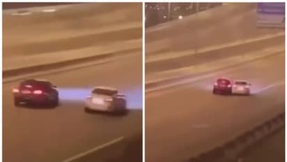 ജീവന്‍ പണയംവെച്ച് നടുറോഡില്‍ കാര്‍ റേസിങ്; രണ്ട് പേര്‍ അറസ്റ്റില്‍ - വീഡിയോ പുറത്തുവിട്ട് പൊലീസ്