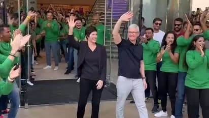 Watch: CEO Tim Cook opens the gates of India's first Apple store in Mumbai; welcomes customers