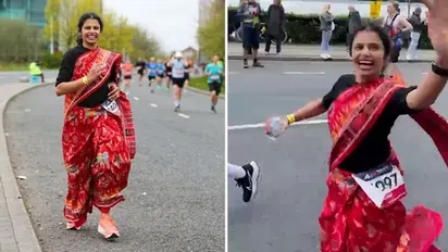 Watch: UK-based Odia woman runs 42.5 km marathon wearing Sambalpuri saree; video goes viral