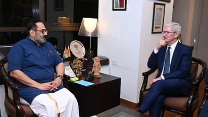 ಸಚಿವ ರಾಜೀವ್ ಚಂದ್ರಶೇಖರ್ ಬೇಟಿಯಾದ ಕುಕ್, ಮೋದಿ ದೂರದೃಷ್ಟಿ ಪ್ರಶಂಸಿಸಿದ ಆ್ಯಪಲ್ ಸಿಇಒ!