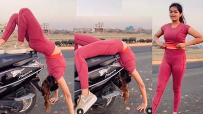 ನಡುರಸ್ತೆಯಲ್ಲಿ ಸ್ಕೂಟಿ ಮೇಲೆ ಬ್ಯೂಟಿಯ ಯೋಗಾಯೋಗ: ವಿಡಿಯೋ ವೈರಲ್ 