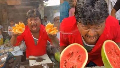 'ഇത് കച്ചവടം ആണോ അതോ ഓവര് ആക്ടിംഗ് ആണോ?'; ഫ്രൂട്ട്സ് കച്ചവടക്കാരന്റെ വീഡിയോ വൈറല്