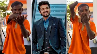 Thalapathy Vijay fan copying actor's iconic Ranjithame kiss gesture on petrol pump goes viral - WATCH