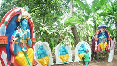 '10 പേര് ഒരാഴ്ച്ച പണിയെടുത്ത് നിര്മാണം', പാറമേക്കാവിലെ തെക്കോട്ടിറക്കം കളര്ഫുളാക്കാന് 'വൃന്ദാവന കണ്ണനും'