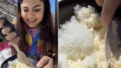 മഞ്ഞ് കൊണ്ടുണ്ടാക്കിയ ഐസ്ക്രീം; മണ്ടത്തരമെന്ന് കമന്റ്; വീഡിയോ വൈറല്