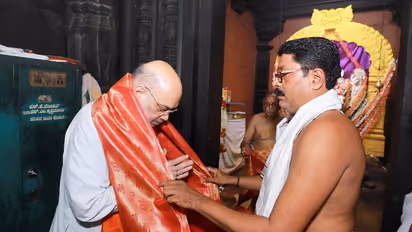 ದಾವಣಗೆರೆ: ಹರಿಹರೇಶ್ವರ ದೇವಸ್ಥಾನಕ್ಕೆ ಕೇಂದ್ರ ಸಚಿವ ಅಮಿತ್‌ ಶಾ ಭೇಟಿ