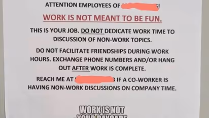 'ജോലിസ്ഥലത്ത് ഇത് വേണ്ട'; തൊഴിലാളികള്ക്ക് മുതലാളിയുടെ മെമ്മോ, സംഗതി വൈറല്
