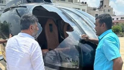 കർണാടക കോൺഗ്രസ് അധ്യക്ഷൻ ഡികെ ശിവകുമാറിന്റെ ഹെലികോപ്ടറിൽ പരുന്തിടിച്ചു, അടിയന്തിരമായി താഴെയിറക്കി