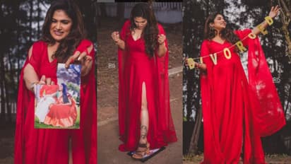 ഭര്‍ത്താവിനൊപ്പമുള്ള ചിത്രം വലിച്ചുകീറി തമിഴ് നടിയുടെ ഡിവോഴ്സ് ഫോട്ടോഷൂട്ട് വൈറല്‍