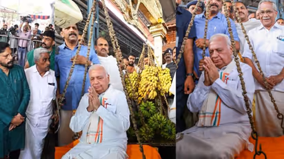 ഗുരുവായൂരപ്പനെ തൊഴുത് കദളിപ്പഴം കൊണ്ട് തുലാഭാരം നടത്തി ഗവർണർ ആരിഫ് മുഹമ്മദ് ഖാൻ