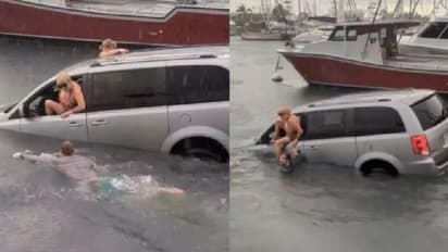 ಜಿಪಿಎಸ್ ನೋಡ್ಕೊಂಡು  ಗಾಡಿ ಓಡಿಸಿ ಸಮುದ್ರಕ್ಕಿಳಿಸಿದ ಕುಡುಕಿ: ವಿಡಿಯೋ ವೈರಲ್