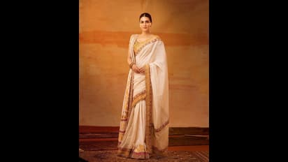 ஆதிபுருஷ் பட விழாவிற்கு 24 கேரட் தங்கத்தால் ஆன சேலையை அணிந்து வந்த கீர்த்தி சனோன் - அதன் விலை இவ்வளவா?