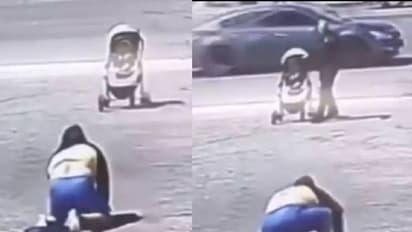Viral video: ഉരുണ്ട് പോകുന്ന സ്ട്രോളർ, കുഞ്ഞിനെ വലിയ അപകടത്തിൽ നിന്നും രക്ഷിച്ച് യുവാവ്