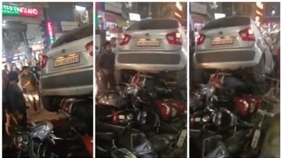 പാര്ക്ക് ചെയ്ത ബൈക്കുകള്ക്ക് മുകളില് കാര് 'പാര്ക്ക് ചെയ്ത്' അക്ഷോഭ്യയായി യുവതി; വൈറല് വീഡിയോ