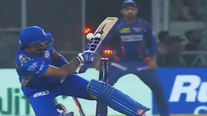 தவறான ஷாட் அடிக்க போய் கிளீன் போல்டான சூர்யகுமார் யாதவ்: வைரலாகும் வீடியோ!