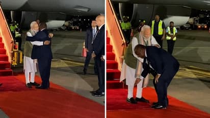 Papua New Guinea PM James Marape seeks PM Modi's blessings by touching feet upon latter's arrival