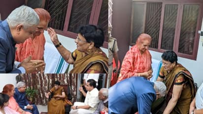 கண்ணூரில் தன் பள்ளி ஆசிரியரிடம் ஆசி பெற்ற துணை குடியரசுத் தலைவர் ஜக்தீப் தன்கர்