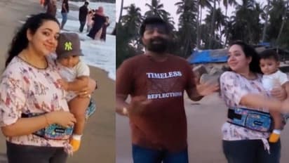 മകനെ കടല് കാണിക്കാനെത്തിയ ചന്ദ്രയും ടോഷും: വീഡിയോ